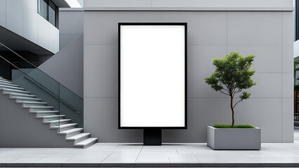 Modern LED Ad Board on Staircase Platform