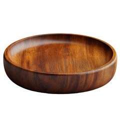 Wooden bowl empty isolated on transparent background. Generative AI.