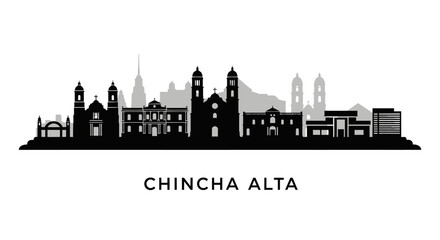 Naklejka premium Chincha Alta Skyline Silhouette with Peru, and Architecture.