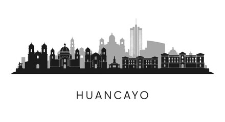 Fototapeta premium Huancayo Skyline with Peru Cityscape Silhouette.