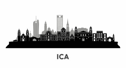 Obraz premium Ica skyline with Peru, cityscape, and silhouette.