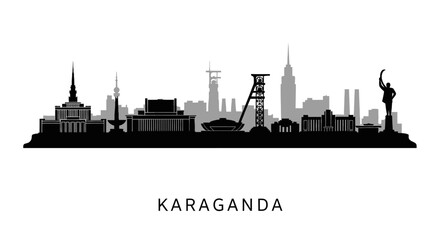 Fototapeta premium Karaganda Skyline Kazakhstan City Silhouette.