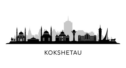 Obraz premium Kokshetau City Skyline with Kazakhstan, and Silhouette.