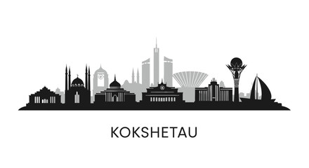 Obraz premium Kokshetau Skyline Silhouette with Kazakhstan.
