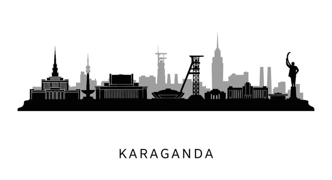 Karaganda Skyline Kazakhstan City Silhouette.