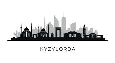 Naklejka premium Kyzylorda Skyline Vector with Kazakhstan Cityscape.