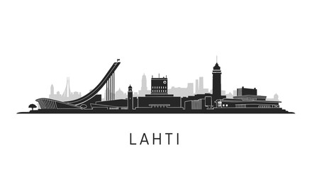 Naklejka premium Lahti Skyline Vector with Finland Cityscape, and Landmark.