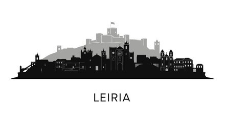 Naklejka premium Leiria with Portugal Skyline Silhouette Landmark.