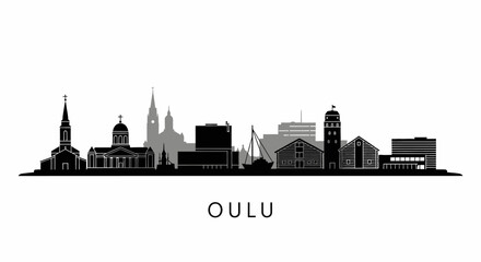 Naklejka premium Oulu with Finland City skyline silhouette, and travel.