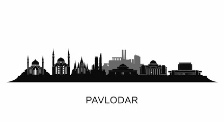 Naklejka premium Pavlodar Skyline with Kazakhstan, Cityscape, and Silhouette.
