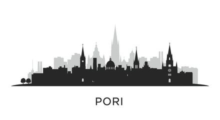 Fototapeta premium Pori Finland Skyline Cityscape Silhouette.