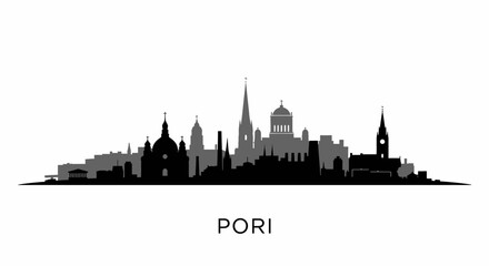 Fototapeta premium Pori Skyline Vector with Finland, Cityscape, and Urban.