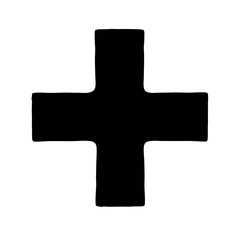 Fototapeta premium Black stylized plus sign or cross symbol against a white background