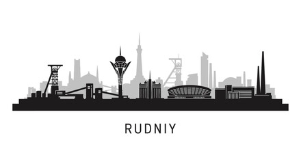 Naklejka premium Rudny Kazakhstan Skyline Silhouette.