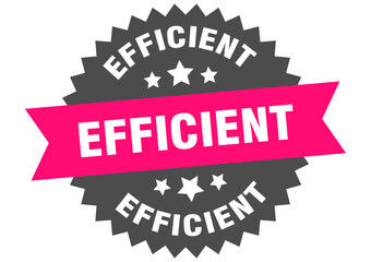efficient. efficient round pink label isolated on transparent background