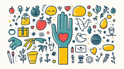 A detailed infographic-style digital art illustration explaining various ways individuals can Give Back to their community, with icons representing volunteering, donating, mentoring, and advocating,