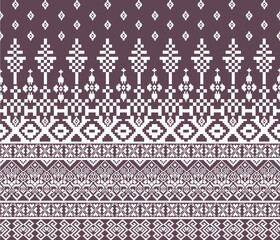 Pixel fabric pattern, abstract, ethnic, pixel style, full fabric pattern, pastel purple, white for textile, cloth, clothes, curtains, carpets, pillows, vector illustration.