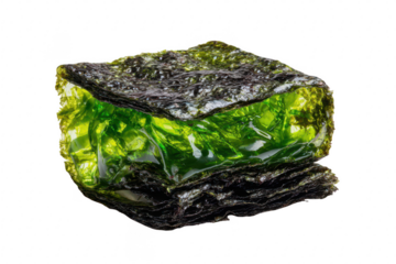 Dark-edged, green-filled seaweed snack