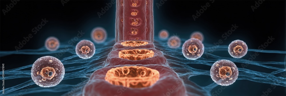 Poster Cross-section Visualization of Spine With Highlighted Nerve Clusters Showing Neural Pathways and Connectivity in the Human Body