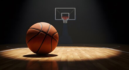 Fototapeta premium Basketball Spotlight Game Night Ready, Courtside Action Awaits