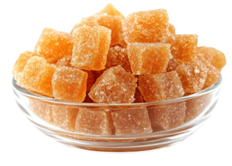 Brown jaggery powder isolated on transparent background. Generative AI.