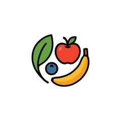 A fresh and vibrant fruit logo featuring colorful and juicy fruit illustrations, symbolizing health, nature, and freshness. Perfect for food brands, juice bars, organic products, or grocery stores.


