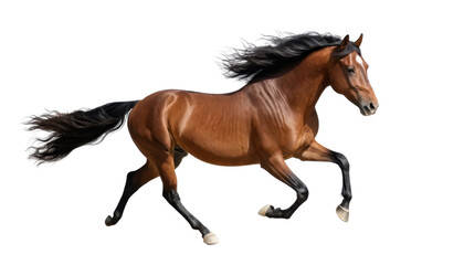 Obraz premium Black wild stallion running isolated on a white background