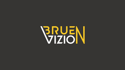 Creative text-based logo design with BRUEN VIZION in bold yellow and white typography on dark background using modern free font, ideal for startups, media, or tech branding
