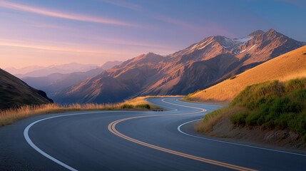 Scenic Mountain Road Journey with Gentle Light