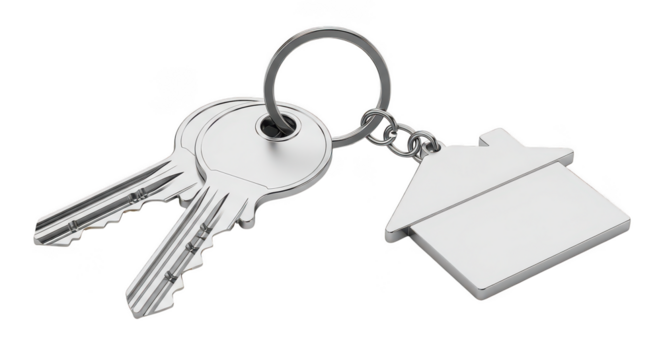 Keys with house keychain
