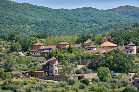 The Motorcycle and Classic Car Museum in Hervas, Extremadura, integrated into the landscape of the Bejar Mountains