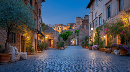 Historic Streets of Rome Illuminated for Cultural Travel Experience