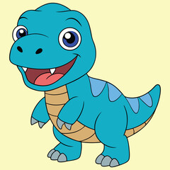 Vector illustration of adorable cartoon dinosaur