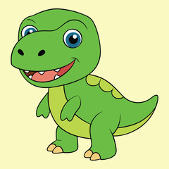 Vector illustration of adorable cartoon dinosaur