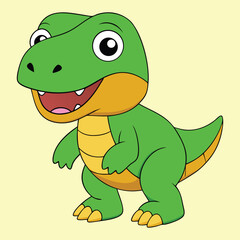 Vector illustration of adorable cartoon dinosaur