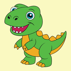 Fototapeta premium Vector illustration of adorable cartoon dinosaur