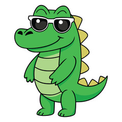 Obraz premium Cute Crocodile Cool Wearing Glasses Cartoon Vector Icon Illustration.