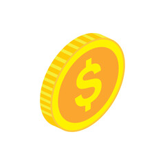 isometric gold coin with dollar sign