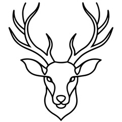 Minimalistic Deer Head Silhouette with Antlers – Thin Line Illustration