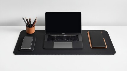 Modern Minimalist Leather Desk Mat Setup