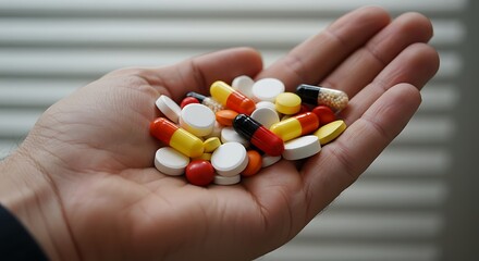 Handful of Assorted Pills A Close-Up View of Various Medications