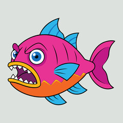 Aggressive Piranha Fish Vector Illustration