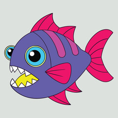 Aggressive Piranha Fish Vector Illustration