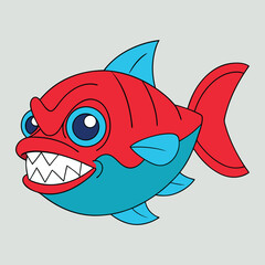 Aggressive Piranha Fish Vector Illustration