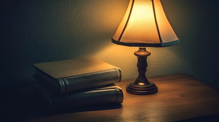 lamp and book on the table