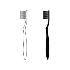 Toothbrush vector icon silhouette on white background. Toothpaste and Toothbrush vector icon. Teeth care icon. Daily oral hygienic sign.
