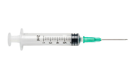 Medical syringe on black background