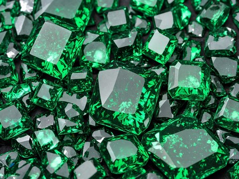 Dynamic realistic precious stone pattern, various cuts (brilliant, emerald, princess), bouncing and rotating, intense brilliance and dispersion, high-resolution.