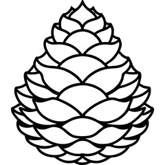 Pinecone with Layered Scales – Repeating Curved Line Segment Illustration