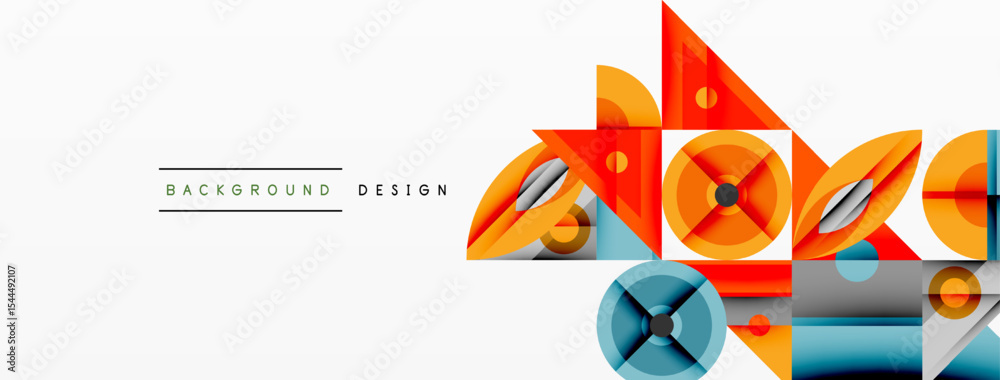 Aufkleber Abstract geometric shapes, vibrant colors, modern design elements. Clean lines, overlapping forms create dynamic visual impact.